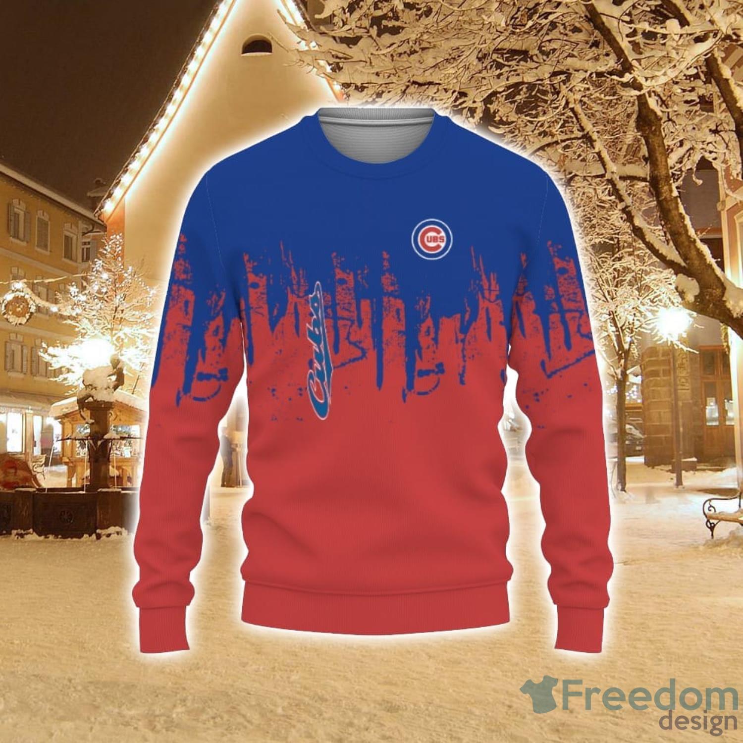 Chicago Cubs Football Team Logo Custom Name Christmas Gift All Over Print  Ugly Christmas Sweater - Freedomdesign