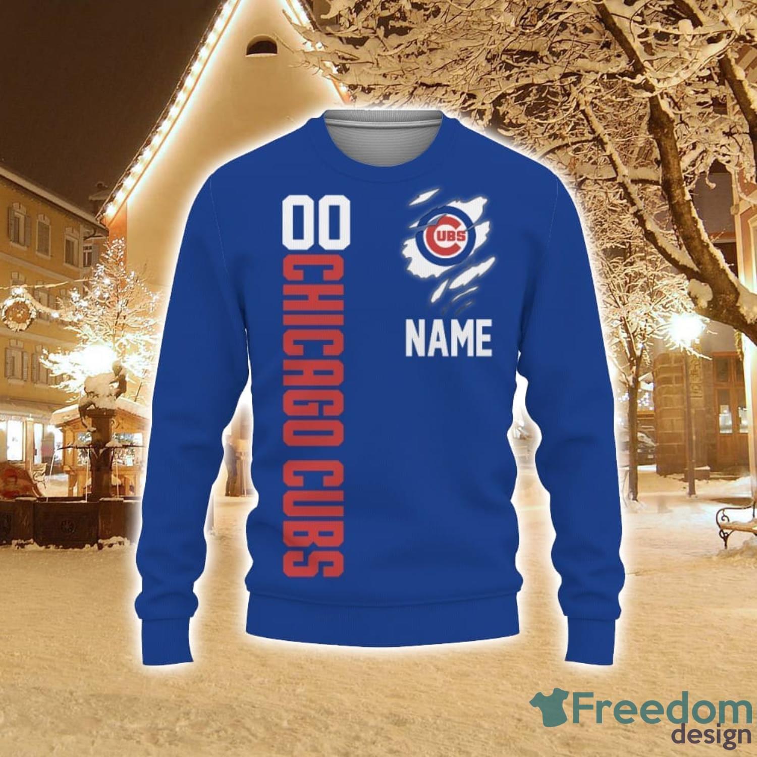 Personalized Chicago Cubs Football Team Logo Ugly Sweater - T
