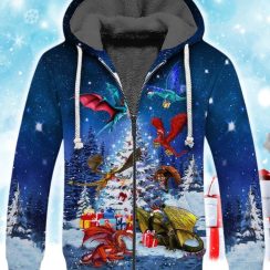 Christmas Dragon Fleece Zip Hoodie