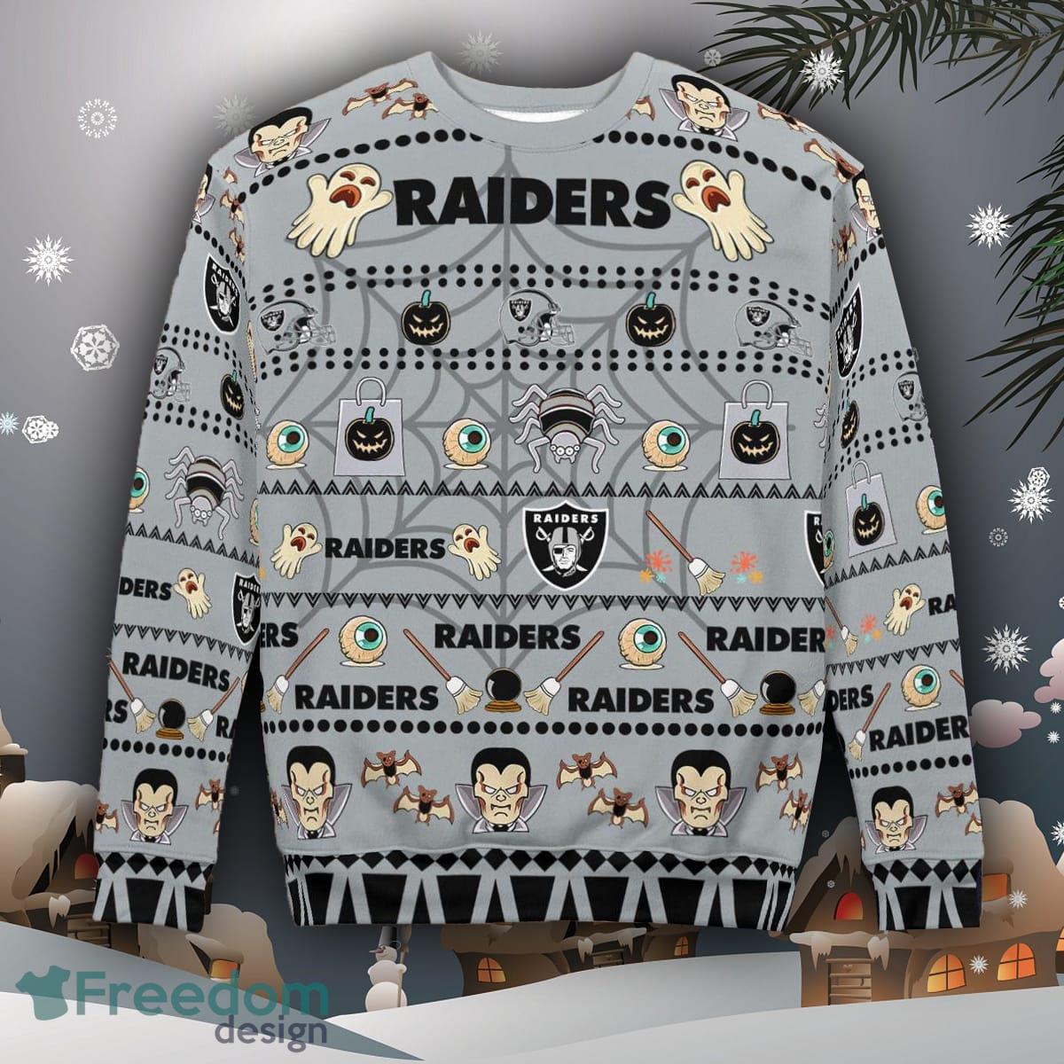 Christmas Las Vegas Raiders Spooky Ghost Pumpkin Ugly Sweater Gift