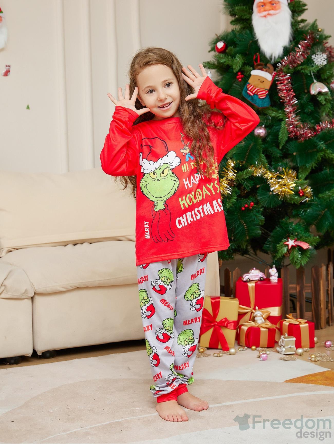 Grinch Christmas Pjs For Family,Women Pajamas Set-Green Monster Pattern,  Merry Christmas Pattern Gift 