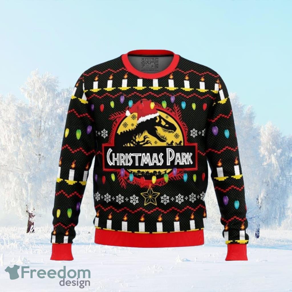 Christmas Park Jurassic Park Ugly Christmas Sweaters For Men And Women image Christmas Park Jurassic Park Ugly Christmas Sweaters For Men And Women Product Photo 1