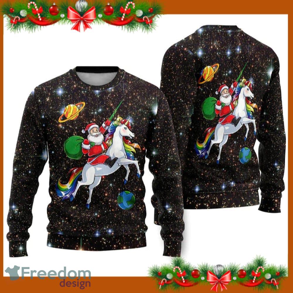 Santa riding sales a unicorn sweater