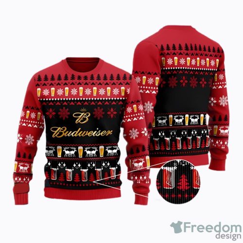 Christmas Scenes With Budweiser Beer Ugly Christmas Sweater Men And Women Holiday Gift Product Photo 1