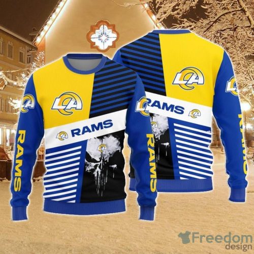 Christmas Sweater Los Angeles Rams Skull Pattern Limited Edition 3D Sweater - Stocktee Los Angeles Rams Skull Pattern Limited Edition Knitted Sweater NEW058425