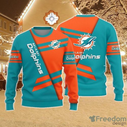 Christmas Sweater Miami Dolphins Basic Pattern Limited Edition 3D Sweater - Stocktee Miami Dolphins Basic Pattern Limited Edition Knitted Sweater NEW058508