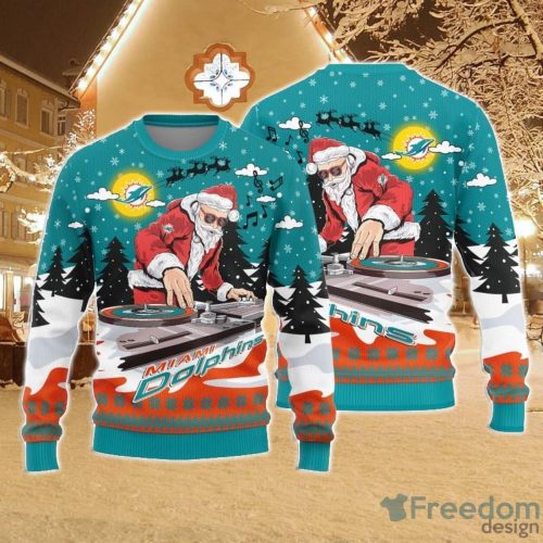 Christmas Sweater Miami Dolphins Christmas Funny DJ Santa Limited Edition 3D Sweater - Stocktee Miami Dolphins Christmas Funny DJ Santa Limited Edition Knitted Sweater NEW060208