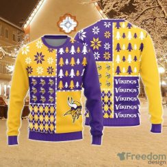 Christmas Sweater Minnesota Vikings Christmas Pine Trees Pattern Limited Edition 3D Sweater