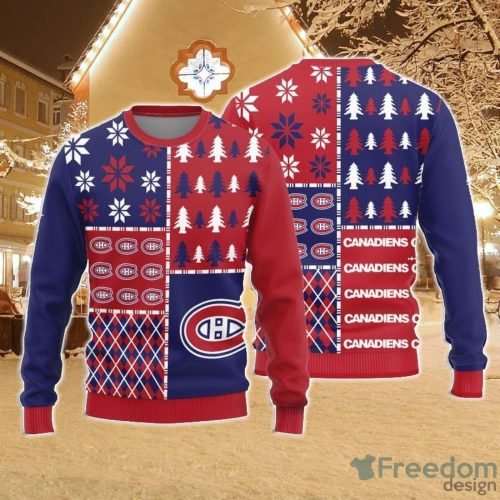 Christmas Sweater Montreal Canadiens Christmas Pine Trees Pattern Limited Edition 3D Sweater - 1