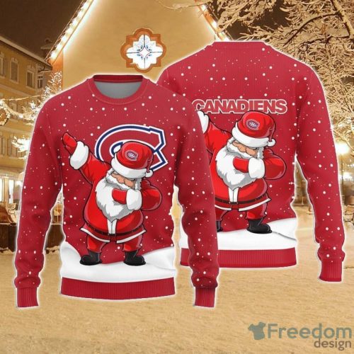 Christmas Sweater Montreal Canadiens Dab Santa Limited Edition 3D Sweater - Stocktee Montreal Canadiens Dab Santa Limited Edition Knitted Sweater NEW063765