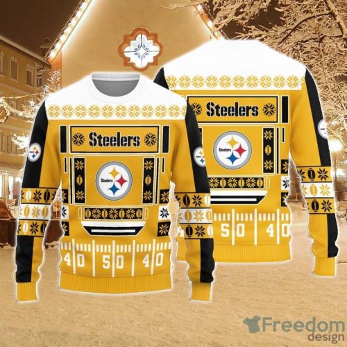 Christmas Sweater Pittsburgh Steelers Christmas Ball Snowfalke Pattern 3D Sweater - 1