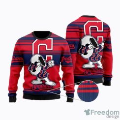 Cleveland Indians Snoopy AOP Ugly Christmas Sweater Christtmas Holiday Gift Gift