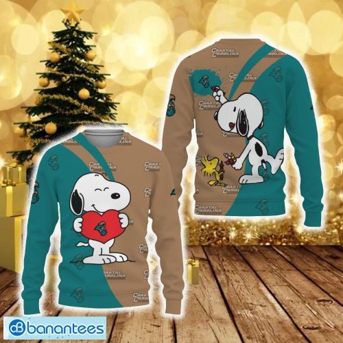 Coastal Carolina Chanticleers Snoopy Cute Heart American Sports Team Funny 3D Sweater For Men And Women Gift Christmas - 251023-103405