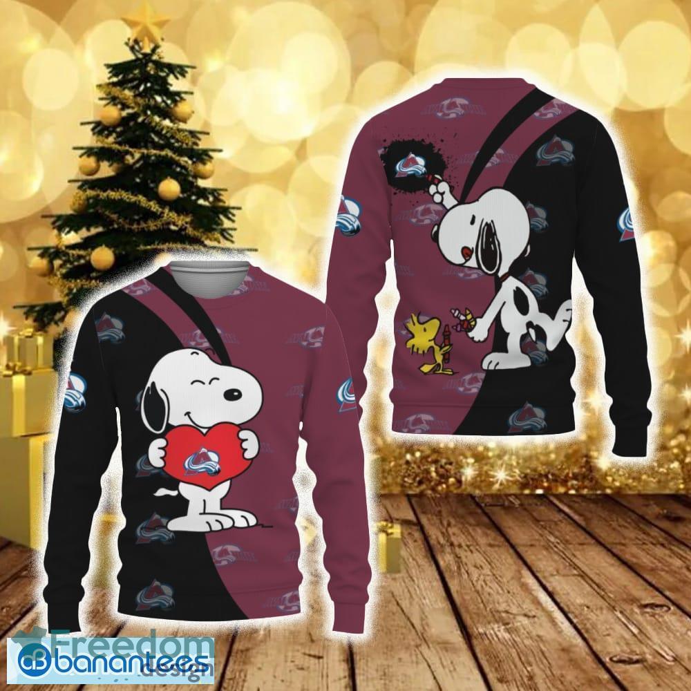 Colorado Avalanche Snoopy Cute Heart American Sports Team Funny 3D Sweater For Men And Women Gift Christmas - Colorado Avalanche Snoopy Cute Heart American Sports Team Funny 3D Sweater For Men And Women Gift Christmas