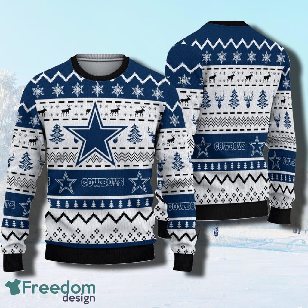 Custom Name Dallas Cowboys Santa Hat Ho Ho Ho Cowboys Ugly Christmas Sweater  - Freedomdesign