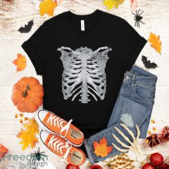 Crazy Dog T-Shirt Halloween Gifts Womens Splattered Rib Cage Tshirt Cool Skeleton Halloween Costume