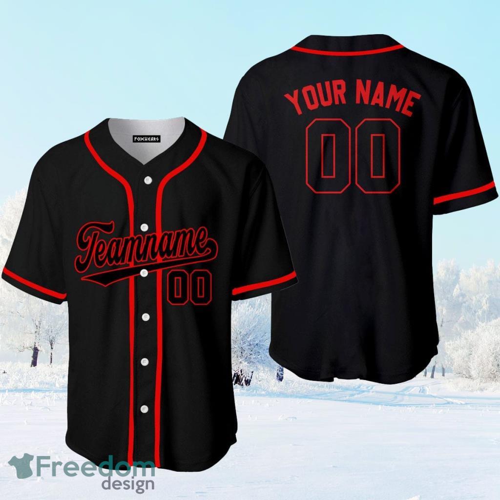 Black Red Baseball Team Jersey Men Clothing Custom Name