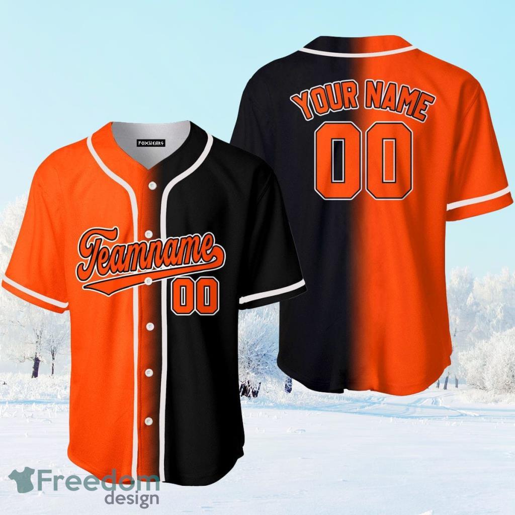 Custom Name Black White Orange Fade Fashion Baseball Jerseys Shirt