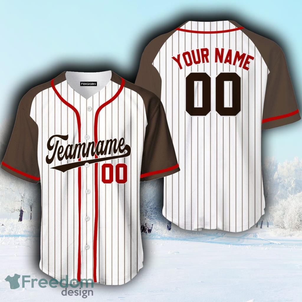 Custom Name Brown White Pinstripe Black White Raglan Sleeves Baseball Jerseys  Shirt - Freedomdesign