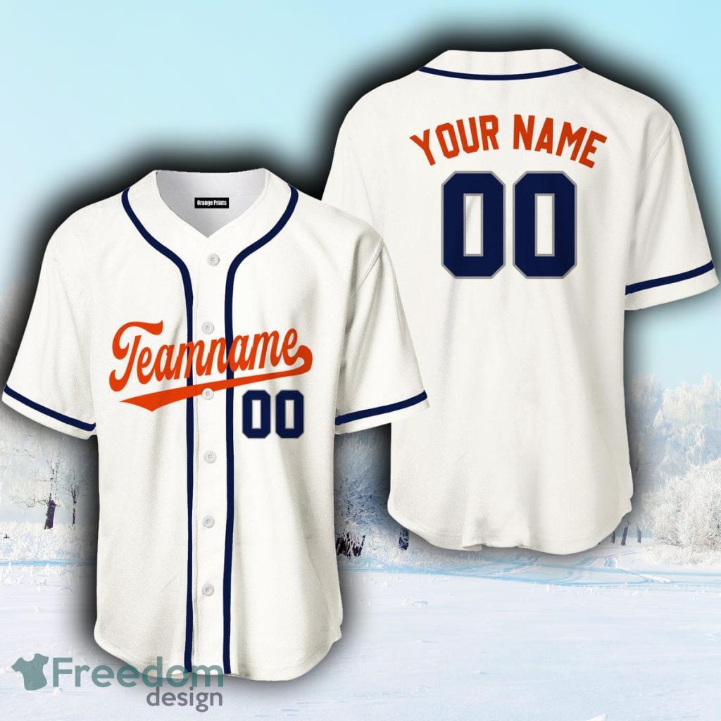 Custom Name Cream Navy Blue Red Baseball Jerseys Shirt - Freedomdesign