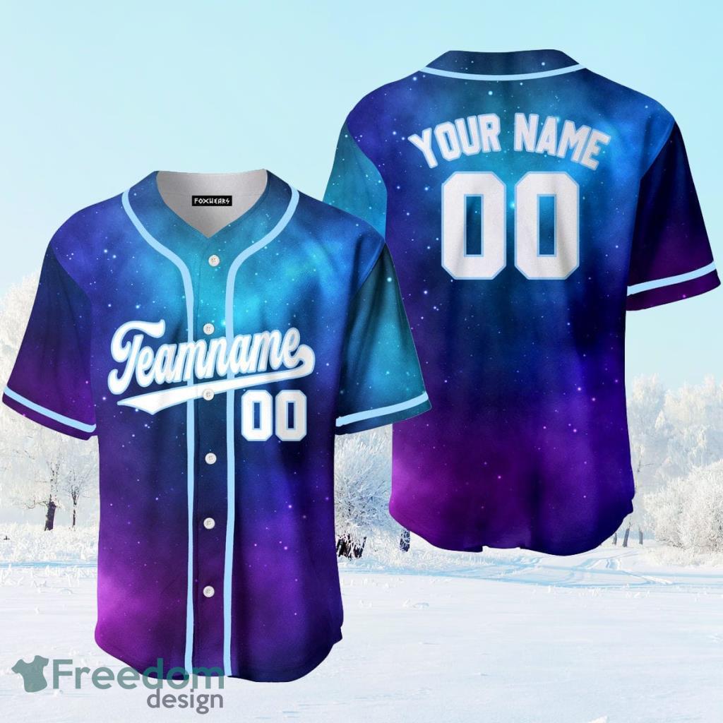 Custom Name Fantasy Galaxy Pattern White Purple Custom Name Baseball Jerseys  Shirt - Freedomdesign