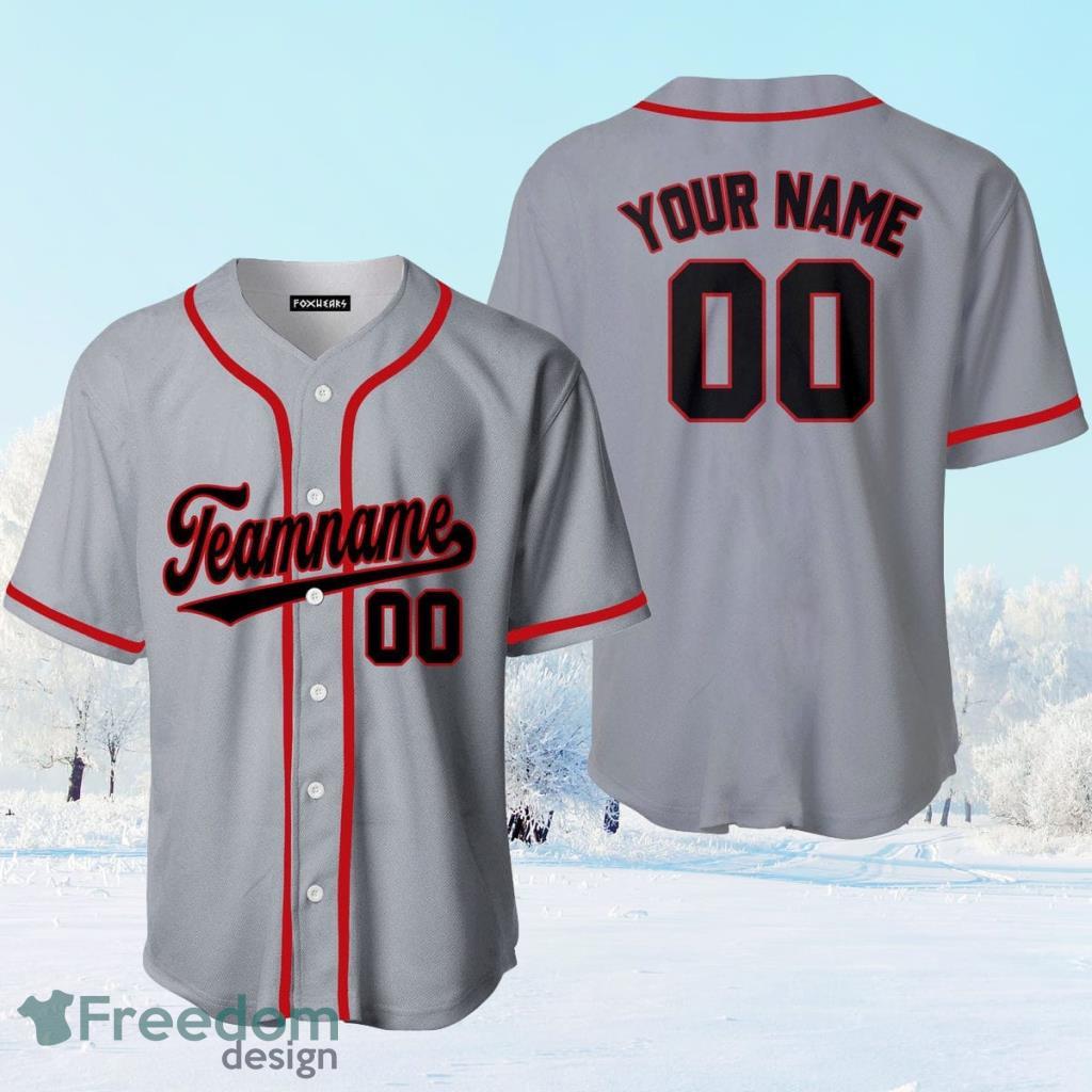 Custom Name Gray Black Red Custom Name Baseball Jerseys Shirt
