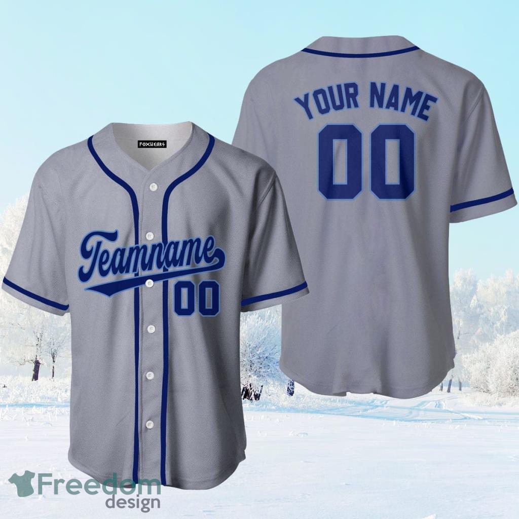 Custom Name Gray Blue Black Custom Name Baseball Jerseys Shirt -  Freedomdesign