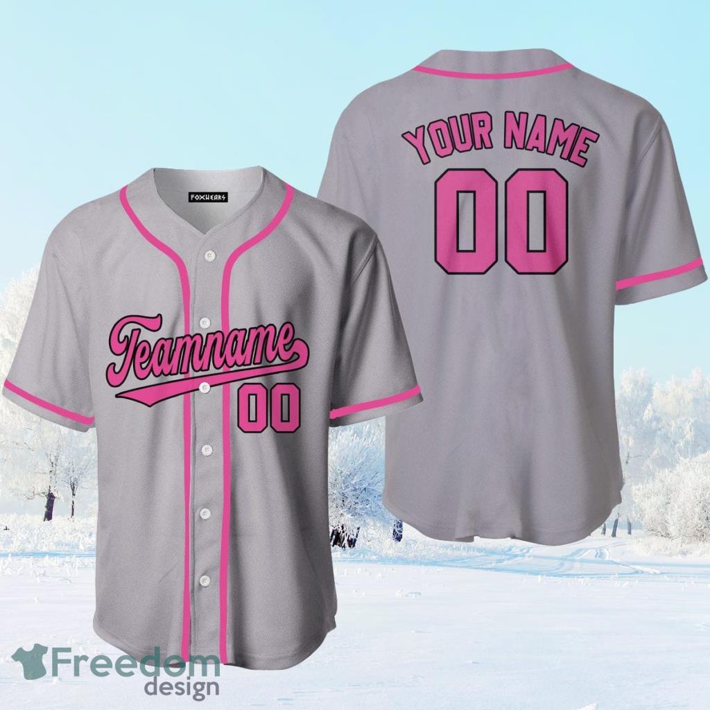 Custom Name Gray Pink Black Custom Name Baseball Jerseys Shirt -  Freedomdesign