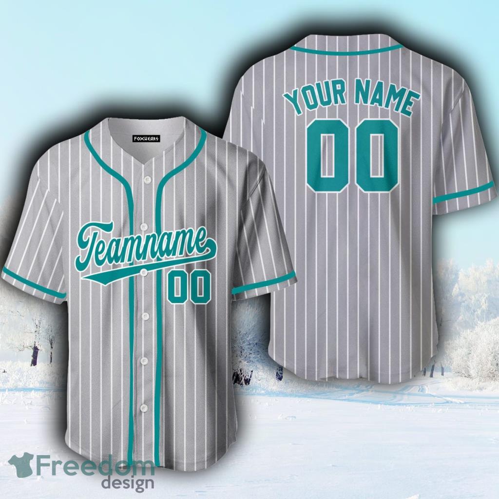 Customized Pinstriped Baseball Jersey| Full Button Down, Grey with Black Pinstripes Personalized Jersey with Your Team, Player, Numbers