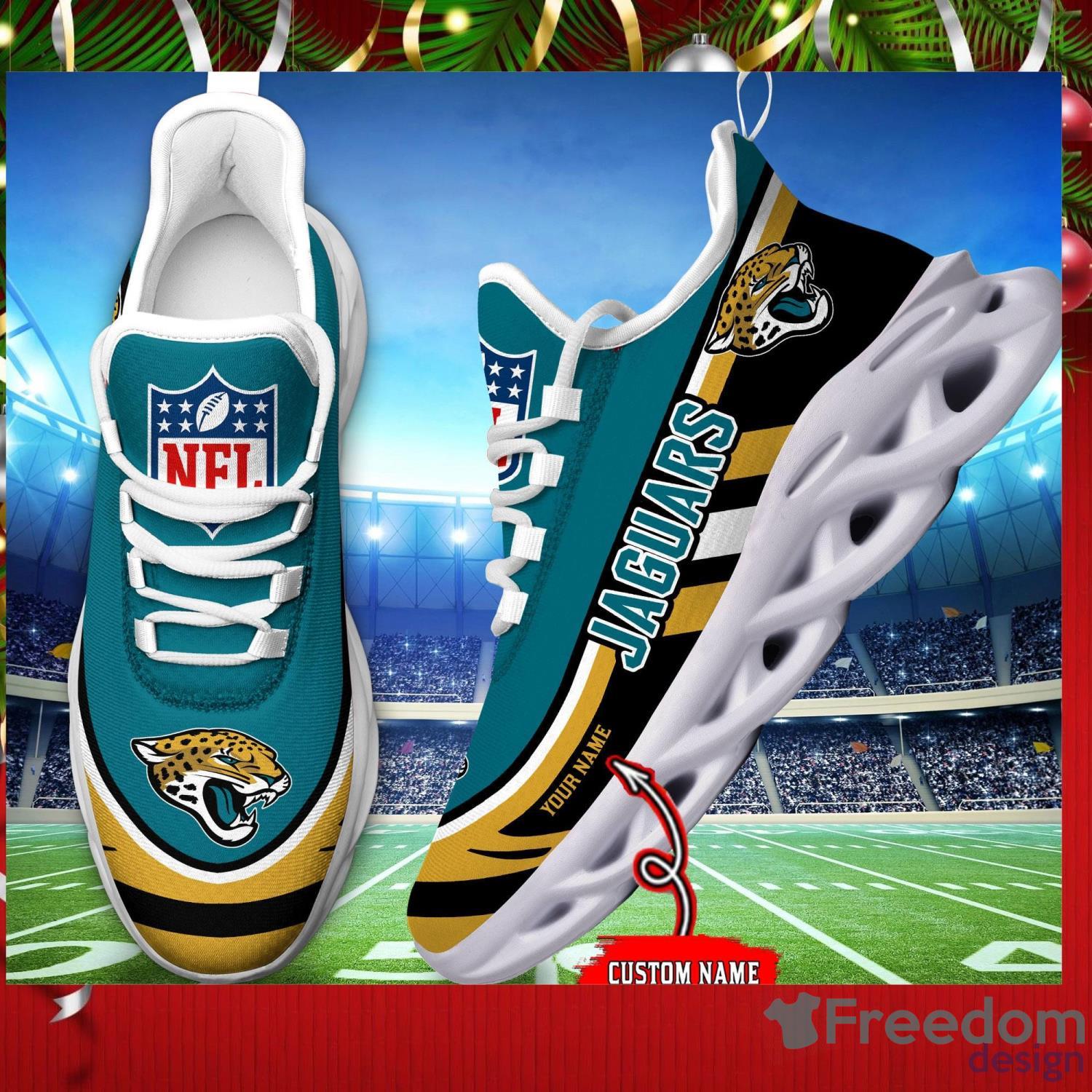 Jacksonville Jaguars Classic Ugly Christmas Snow Flowers Green Color  Sneakers Max Soul Shoes For Fans Gift - Freedomdesign