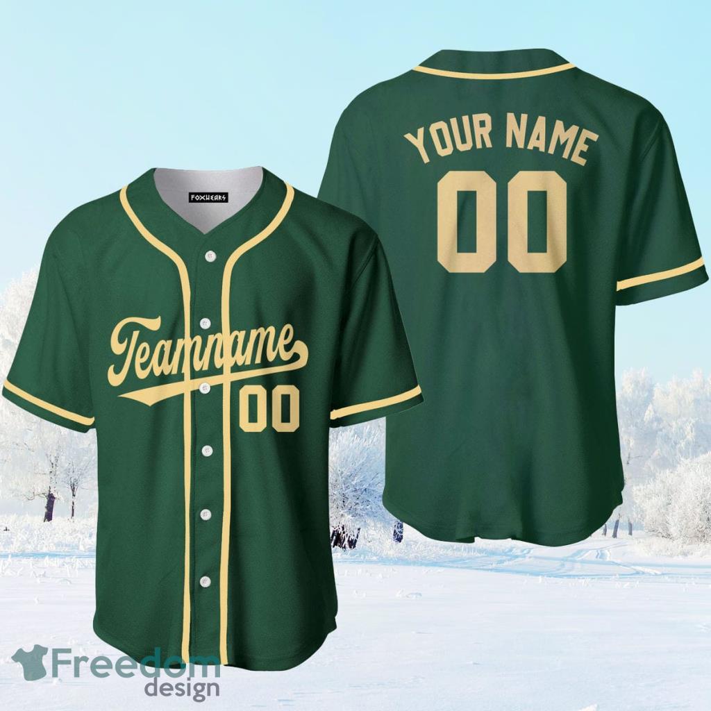 Custom Name Cream Kelly Green Yellow Baseball Jerseys Shirt - Freedomdesign