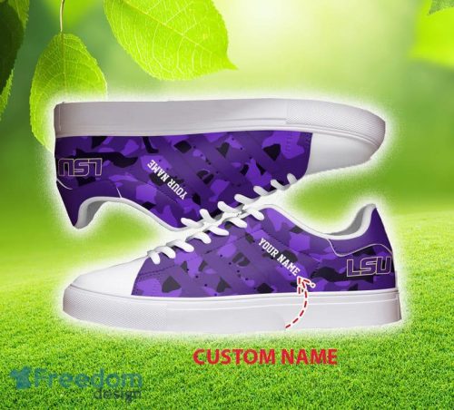 Custom Name LSU Tigers Low Top Skater Shoes For Men And Women Gift Unisex Sneakers - Custom Name LSU Tigers Low Top Skater Sneakers_2