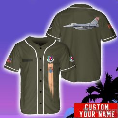 Custom Name New Jersey Air National Guard 177th Fighter Wing (177 FW) F-16C Fighting Falcon Baseball Jersey Shirt Sport Gift For Men And Women