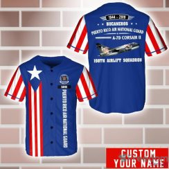 Custom Name Puerto Rico Air National Guard A-7D Corsair II 198th Airlift Squadron Baseball Jersey Shirt Sport Gift For Men And Women