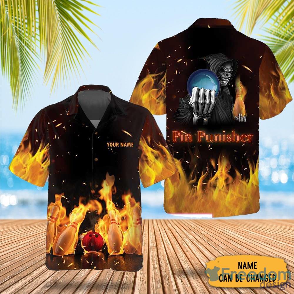 Custom Name Black Skull There Is A Beast Inside Me Bowling Hawaiian Shirt  Bowling Shirt Men's Gift Halloween - Freedomdesign