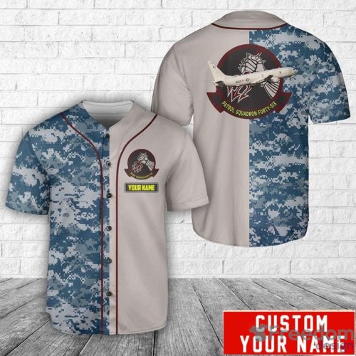 Custom Name US Navy P-8A Poseidon Of Patrol Squadron 46 VP-46 Grey Knights Baseball Jersey Shirt Sport Gift For Men And Women - 1