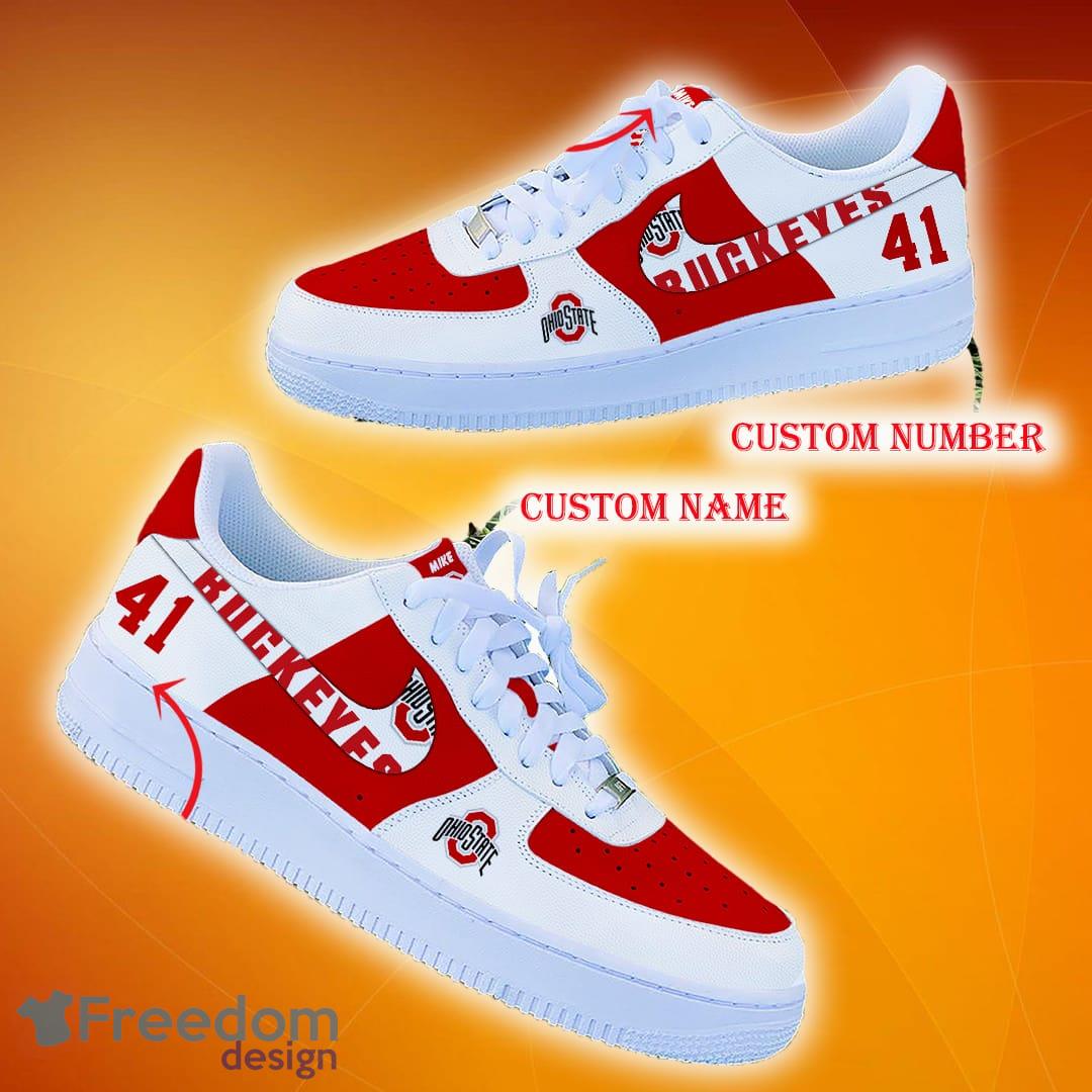 Custom Number And Name Ohio State Buckeyes NCAA Air Force Shoes For Men And Women Running Sneakers - Ohio State Buckeyes NCAA Air Force Shoes Personalized_1