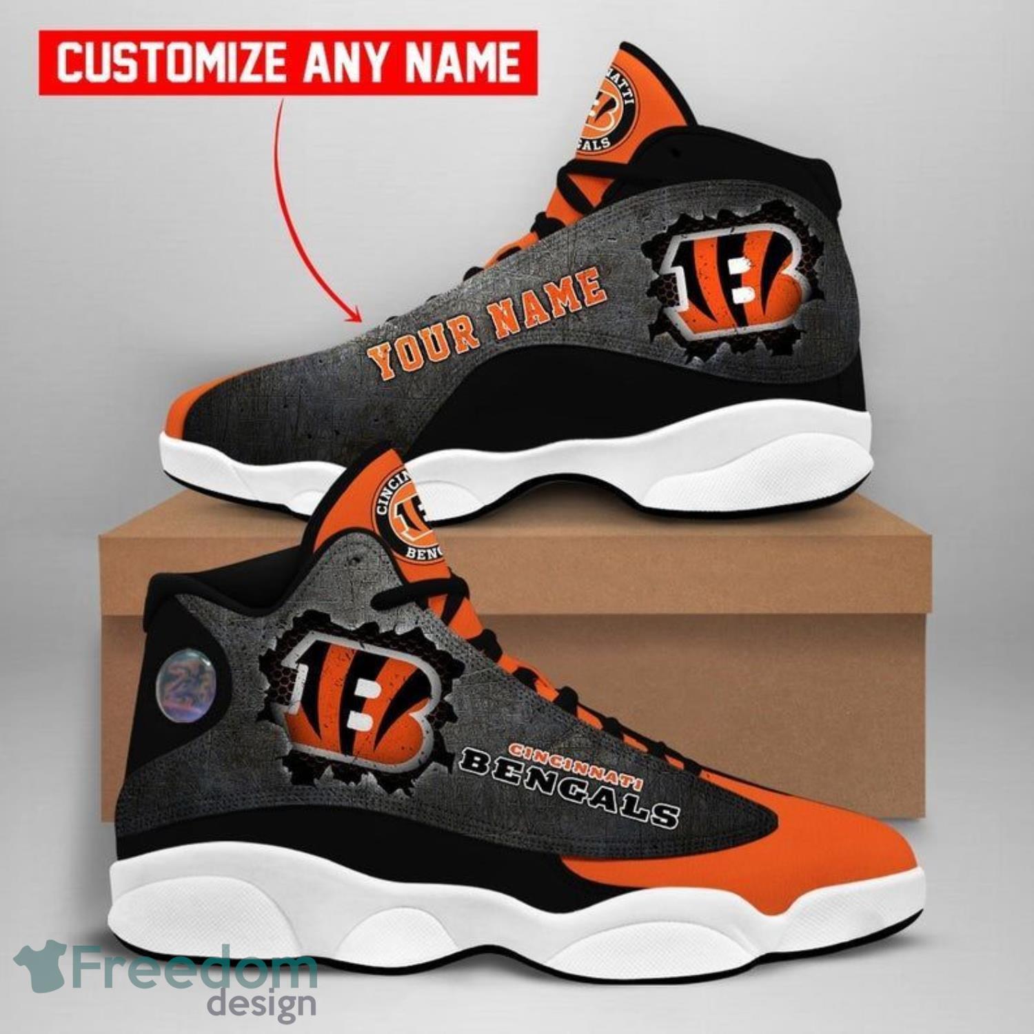 Cincinnati Bengals Air Jordan 13 Sneakers Sport Shoes Full Size 