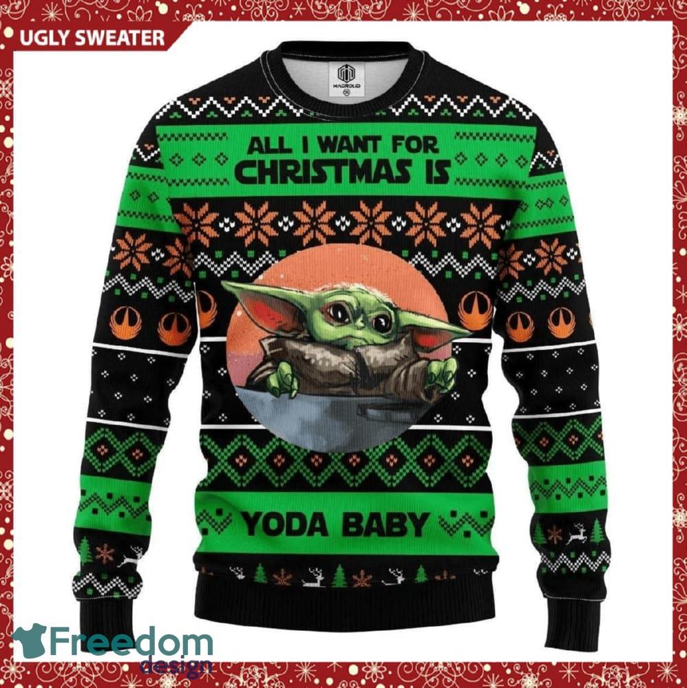 Boston Red Sox Cute Baby Yoda Star Wars 3D Ugly Christmas Sweater