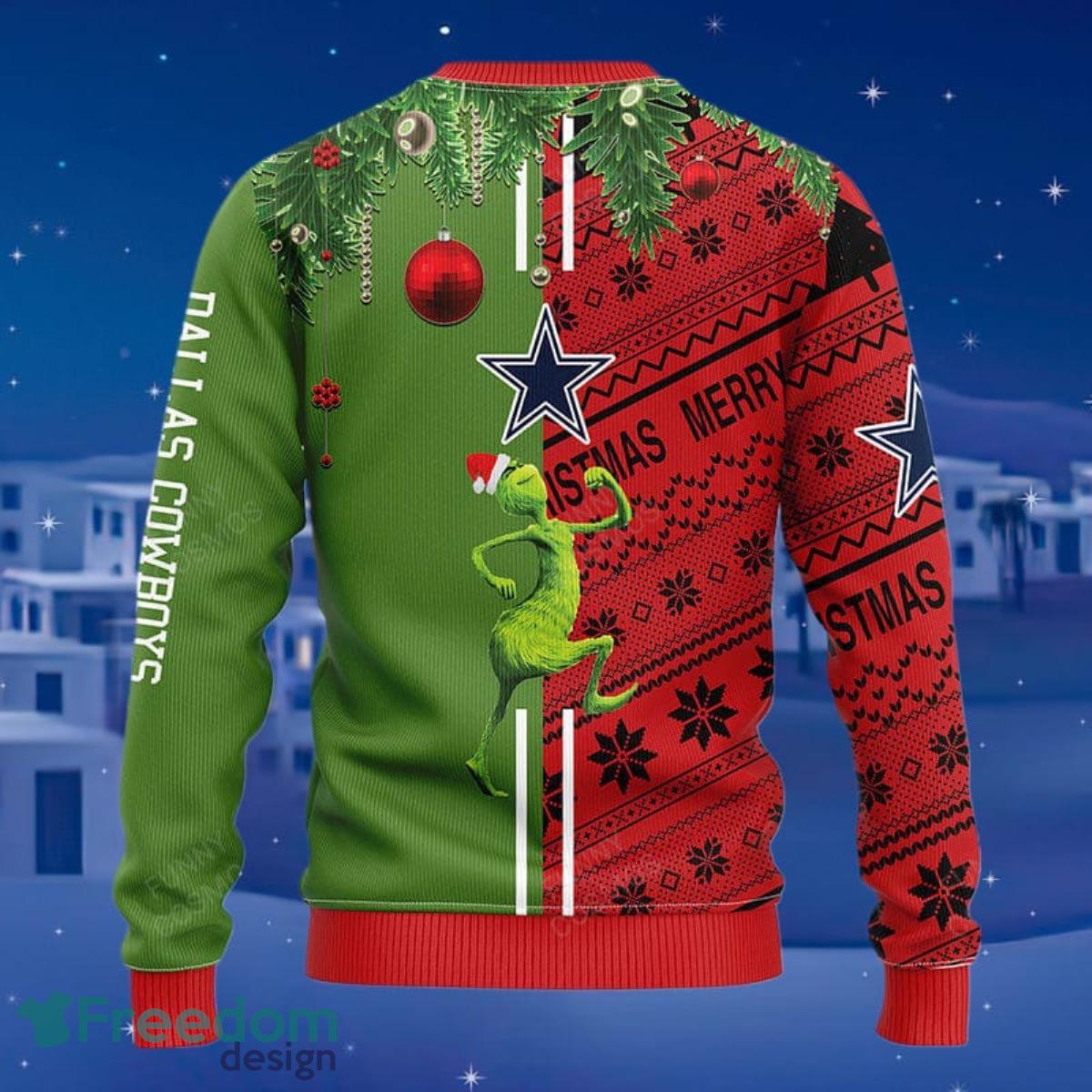 Dallas Cowboys Grinch & Scooby Doo Christmas Ugly Sweater - Growkoc