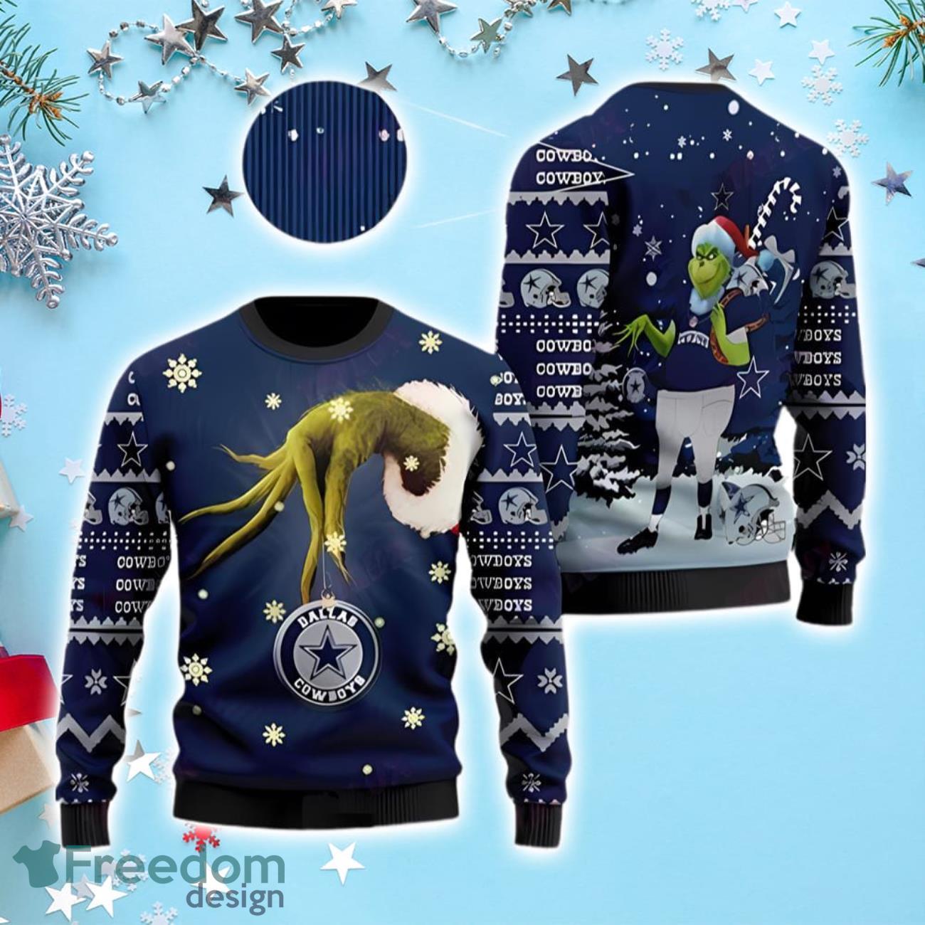 Dallas Cowboys Grinch Ugly Christmas Sweater - Freedomdesign