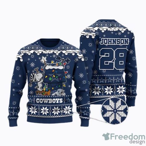 Dallas Cowboys Snoopy Custom Name And Number Ugly Christmas Sweater Men And Women Holiday Gift Product Photo 1