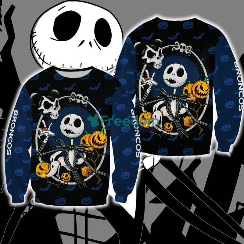 Denver Broncos Jack Skellington Celebration Christmas Ugly Sweater Halloween For Men And Women - Denver Broncos Jack Skellington Celebration Christmas Ugly Sweater Halloween For Men And Women