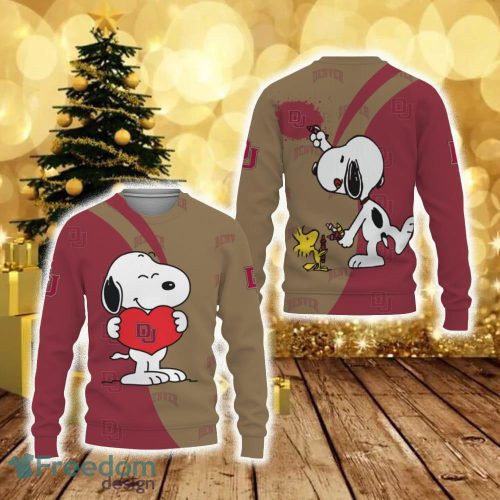 Denver Pioneers Snoopy Cute Heart American Sports Team Funny 3D Sweater For Men And Women Gift Christmas - Denver Pioneers Snoopy Cute Heart American Sports Team Funny 3D Sweater For Men And Women Gift Christmas