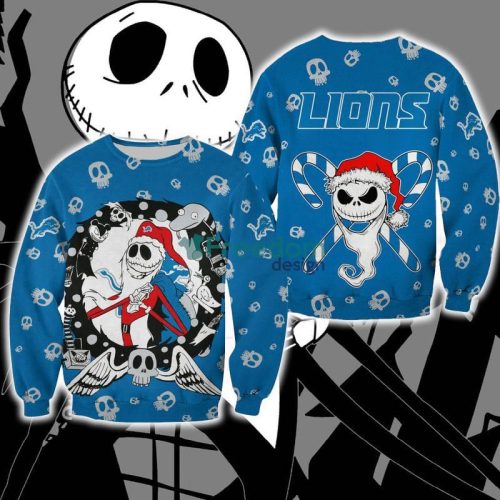 Detroit Lions Christmas Jack Skellington Red Christmas Ugly Sweater Halloween For Men And Women - Detroit Lions Christmas Jack Skellington Red Christmas Ugly Sweater Halloween For Men And Women