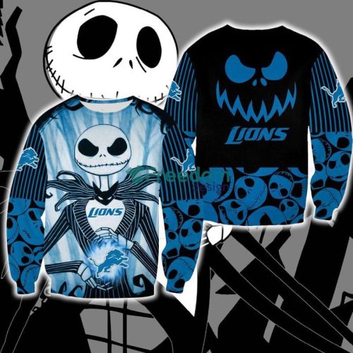 Detroit Lions Jack Skellington Green Christmas Ugly Sweater Halloween For Men And Women - Detroit Lions Jack Skellington Green Christmas Ugly Sweater Halloween For Men And Women