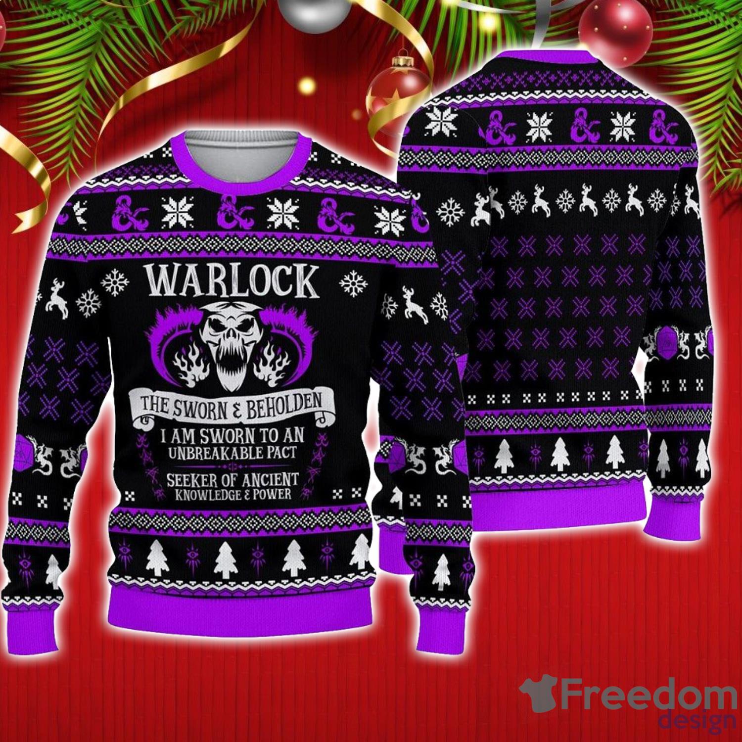 Dnd Classes Warlock Ugly Sweater Xmas Party Gift Christmas image Dnd Classes Warlock Ugly Sweater Xmas Party Gift Christmas Product Photo 1