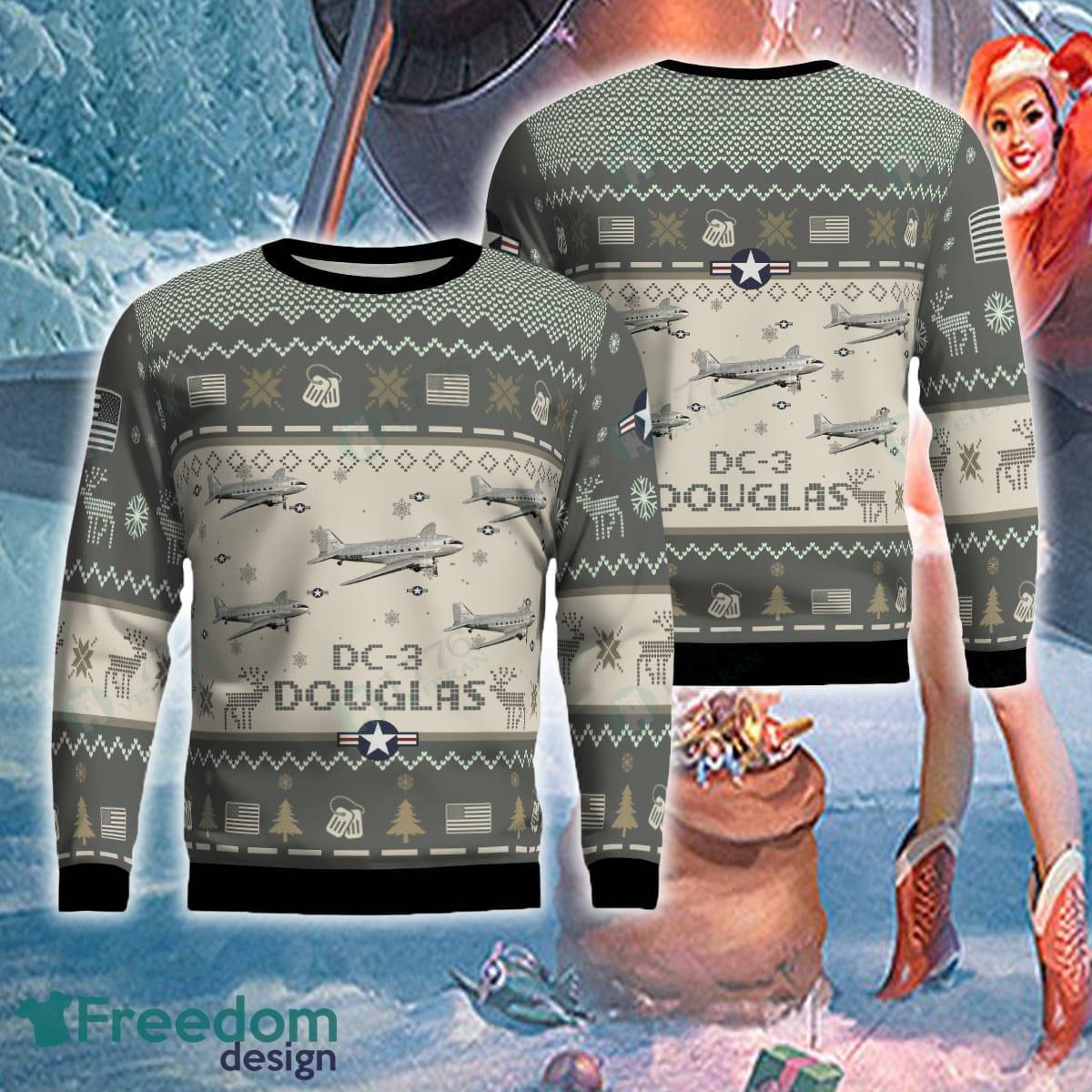 Douglas DC-3 DC3 Aircraft Ugly Christmas Sweater For Men And Women - Douglas DC-3 DC3 Aircraft Ugly Christmas Sweater For Men And Women Photo 1