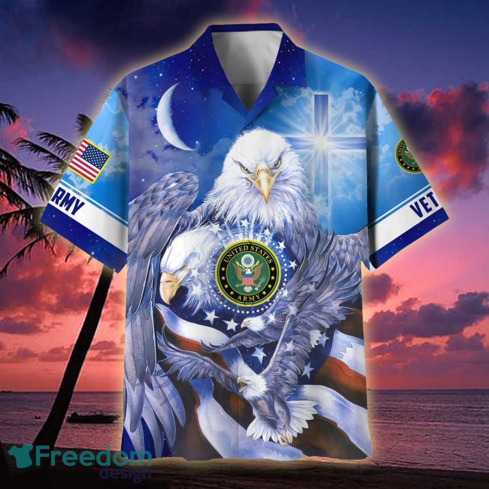Eagle Print US Army Hawaiian Shirt For Men Veteran - Freedomdesign