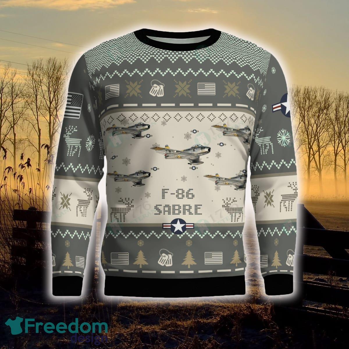 F-86 Sabre F86 Aircraft Ugly Christmas Sweater Veterans Holidays For Men And Women - F-86 Sabre F86_Aircraft Ugly Sweater_2